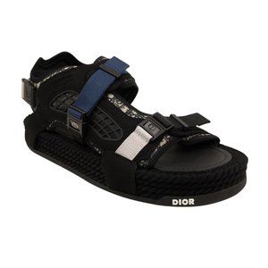 DIOR BLACK OBLIQUE JACQUARD ATLAS SANDALS